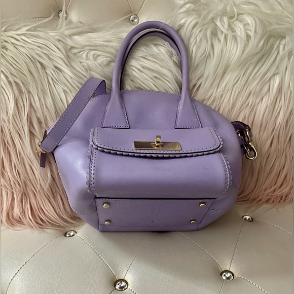Kate Spade Palm Springs Maggie Lavender Scalloped Leather Medium Satchel - Picture 3 of 16